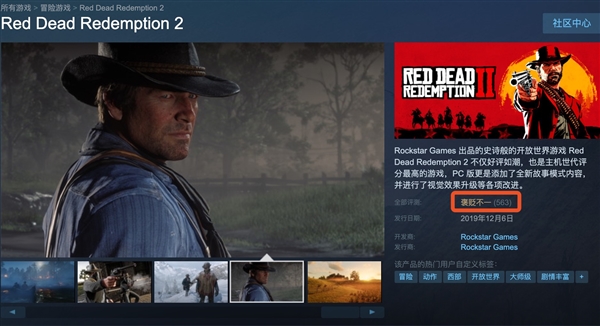 150G年度PC《荒野大镖客：救赎2》大作：玩友们这样评价