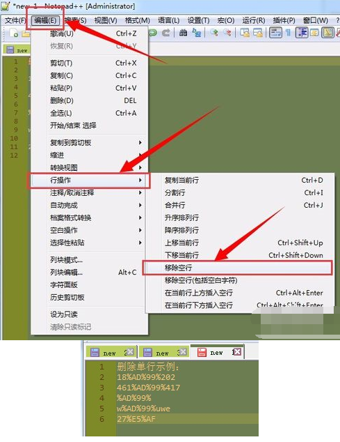 Notepad++删除空行的操作步骤