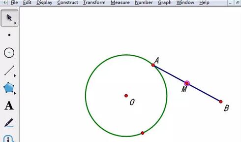 几何画板构造圆上一点与任意一点的中点轨迹的图文方法截图
