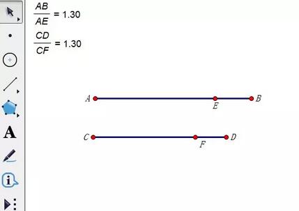 几何画板在两线段上画点使比相等的操作方法截图