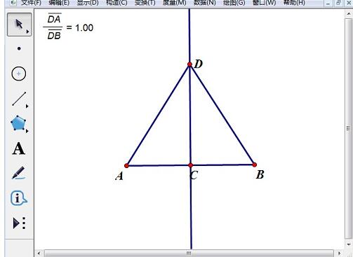 几何画板验证线段掉直平分线定理的具体步骤截图