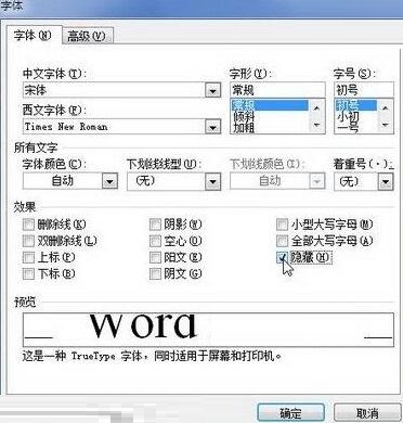 word2010文档中设置和显示隐躲文字的具体方法截图