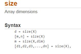 Matlab中size函数使用操作式样截图
