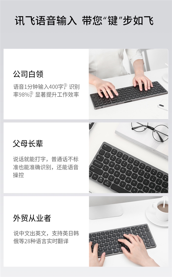 讯飞智能键盘开启预售：1分钟400字、断网也能用