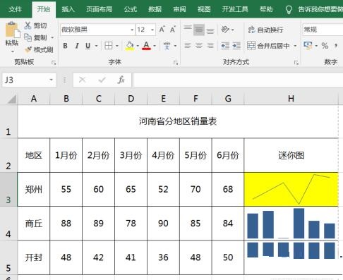 excel插入迷你图的操作流程