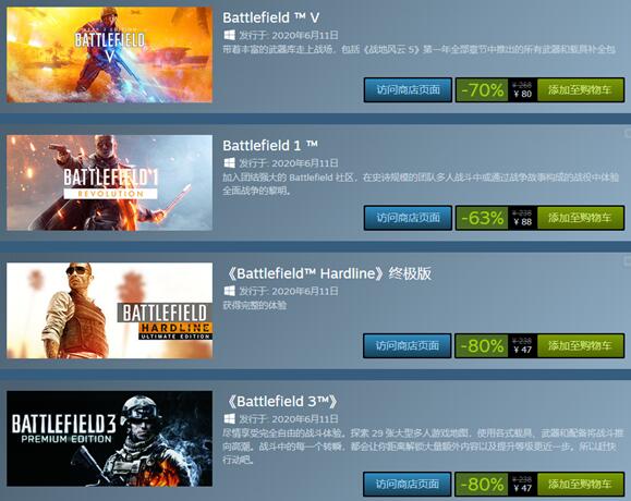 多款《战地》游戏迎来低价 《战地5》仅80元