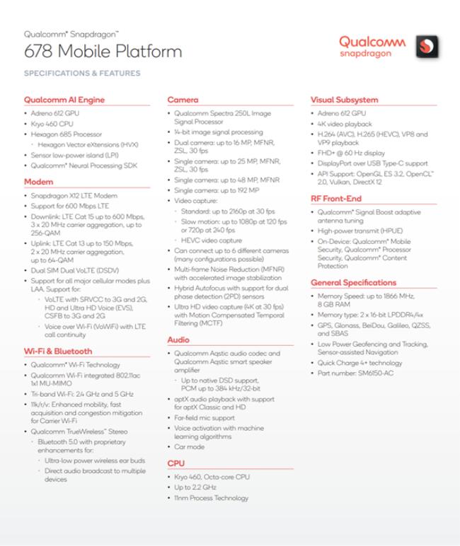 高通发布骁龙678 接替骁龙675