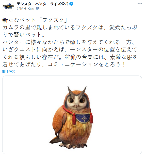 《怪物猎人:崛起》公开新角色:接待员、新宠物“福木兔”等