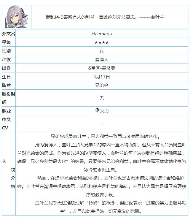 银河境界线血叶兰强不强 银河境界特勤技能属性攻略