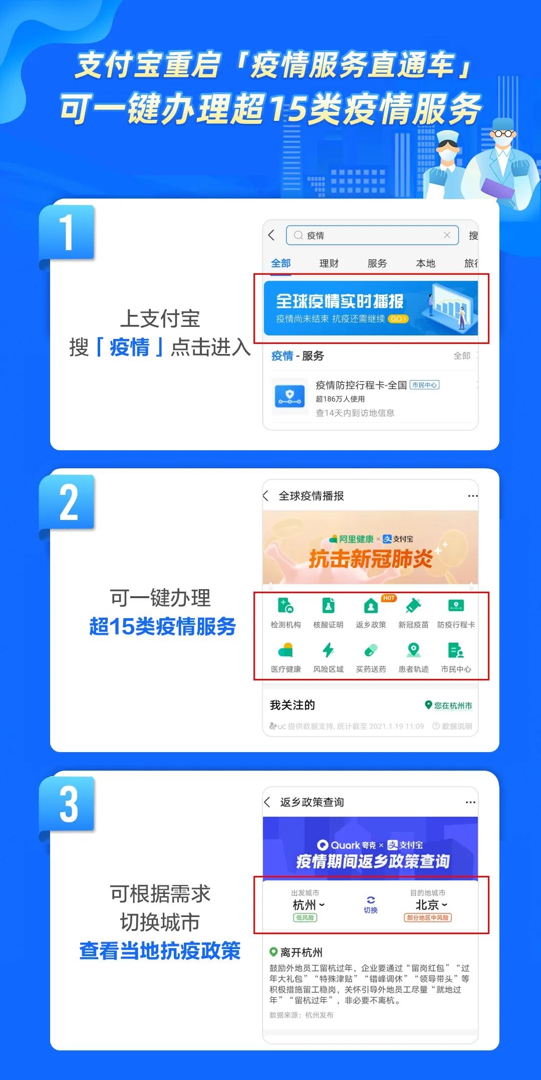 支付宝重启“疫情服务直通车” 超15类便民服务