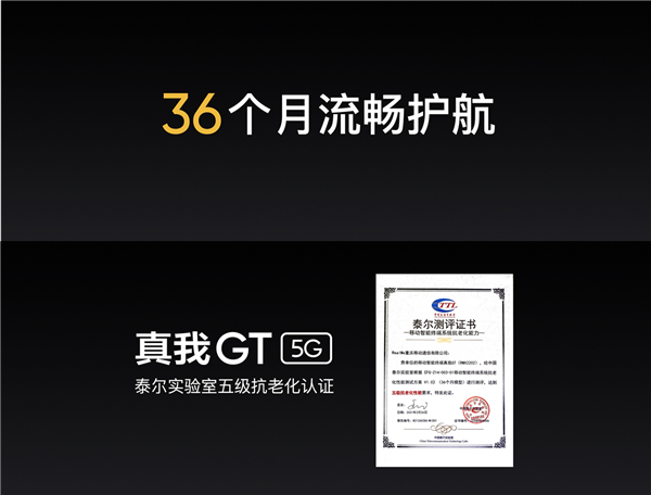 realme GT获五星抗老化认证:36个月流畅护航