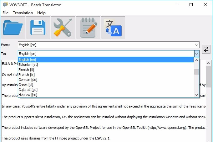 Vovsoft Batch Translator如何转换翻译 Vovsoft Batch Translator翻译方法介绍截图