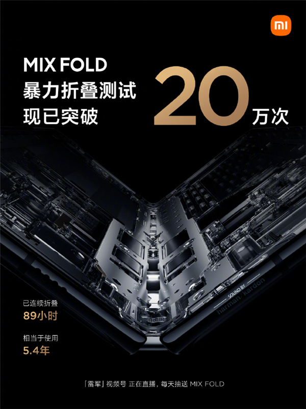 小米MIX FOLD暴力折叠测试:连续折叠89小时 突破20万次