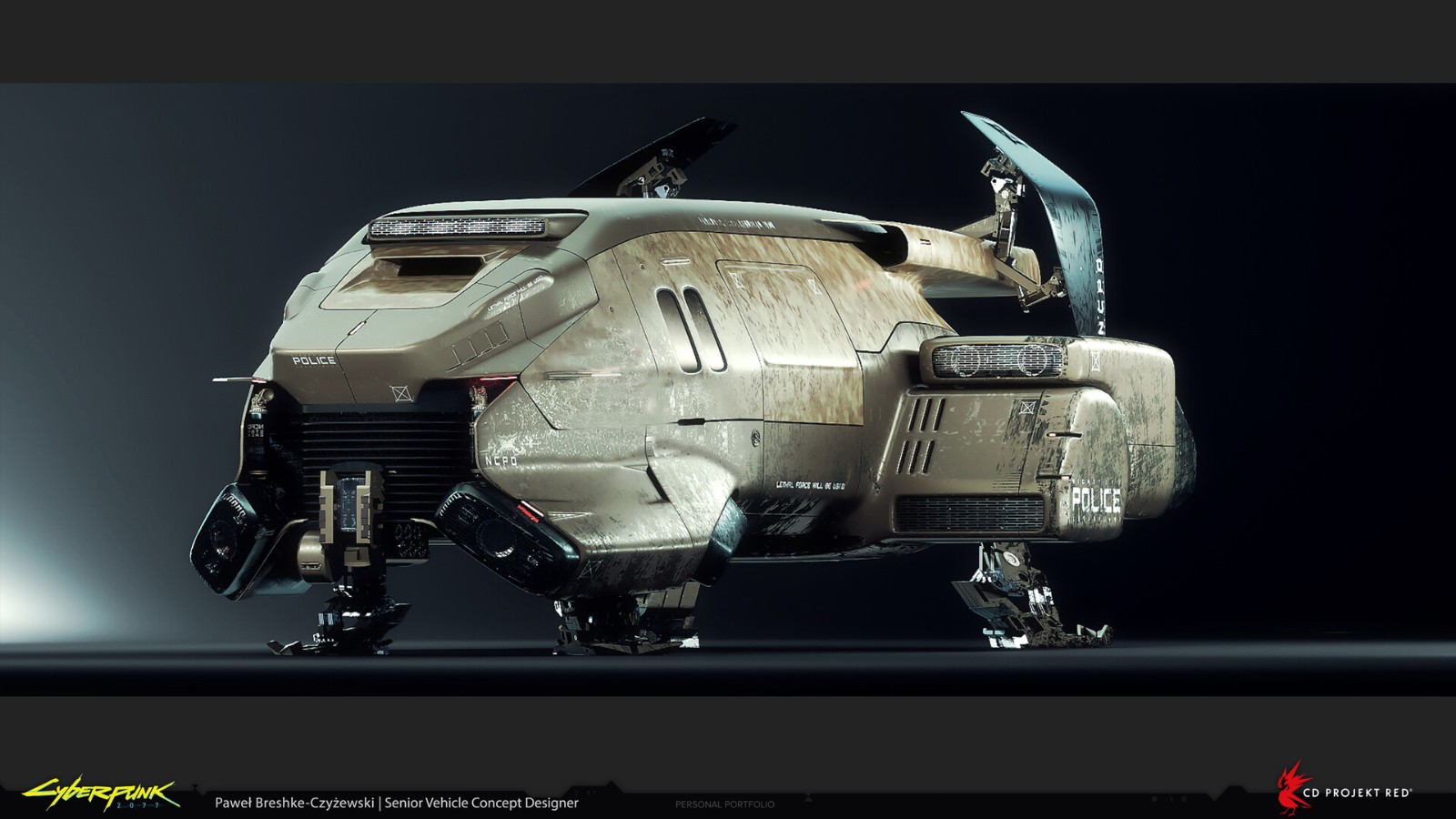 《赛博朋克2077》公开新概念图 展示全新军用重型飞行器