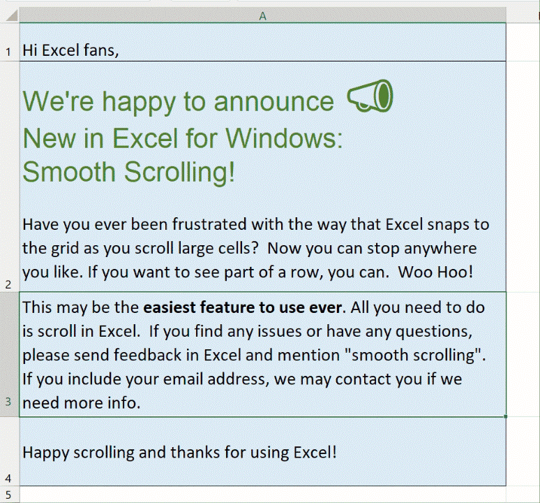 微软将为 Excel 桌面应用带来更平滑的滚动支持