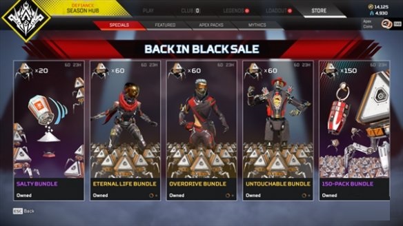 《Apex英雄》开启“回归黑色”皮肤特卖新活动
