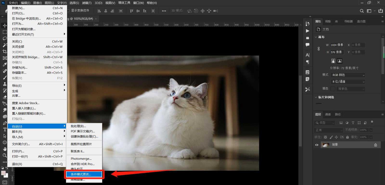 ps怎么更改条件模式？ps更改条件模式操作教程