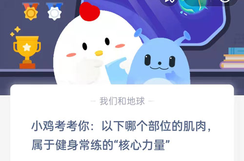 小鸡宝宝考考你:以下哪个部位的肌肉,属于健身常练的“核心力量”?支付宝蚂蚁庄园5月19日答案