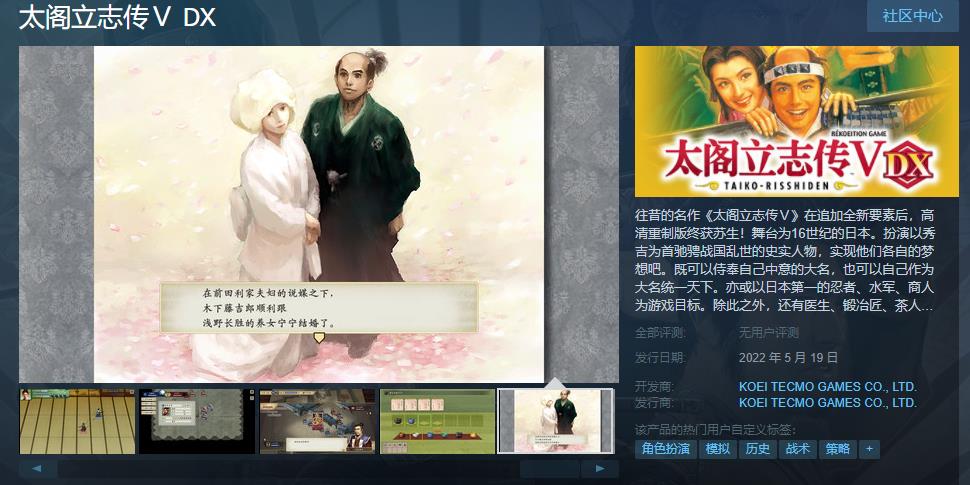《太阁立志传V DX》现已在Steam发售 售价249元