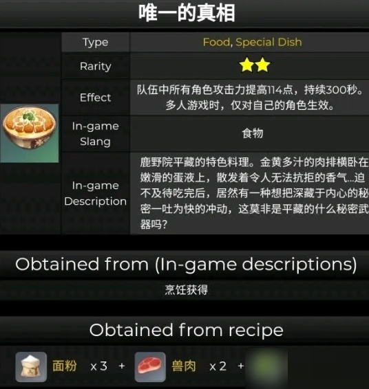 原神唯一的真相食譜配方是什么？原神唯一的真相食譜配方介紹截圖