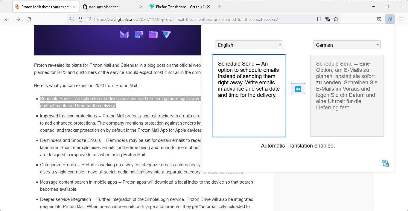 火狐浏览器Firefox官方翻译扩展1.2发布