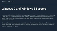Steam客户端2024年起不再支持微软Win7/8/8.1 系统