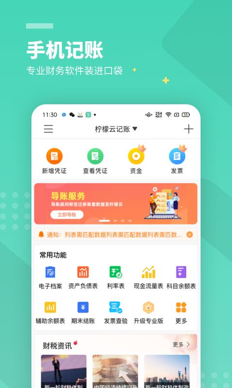 柠檬云财务截图