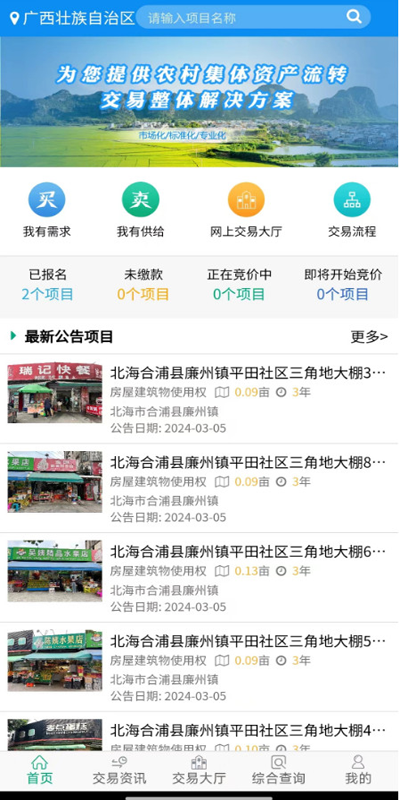 广西集体资产交易截图
