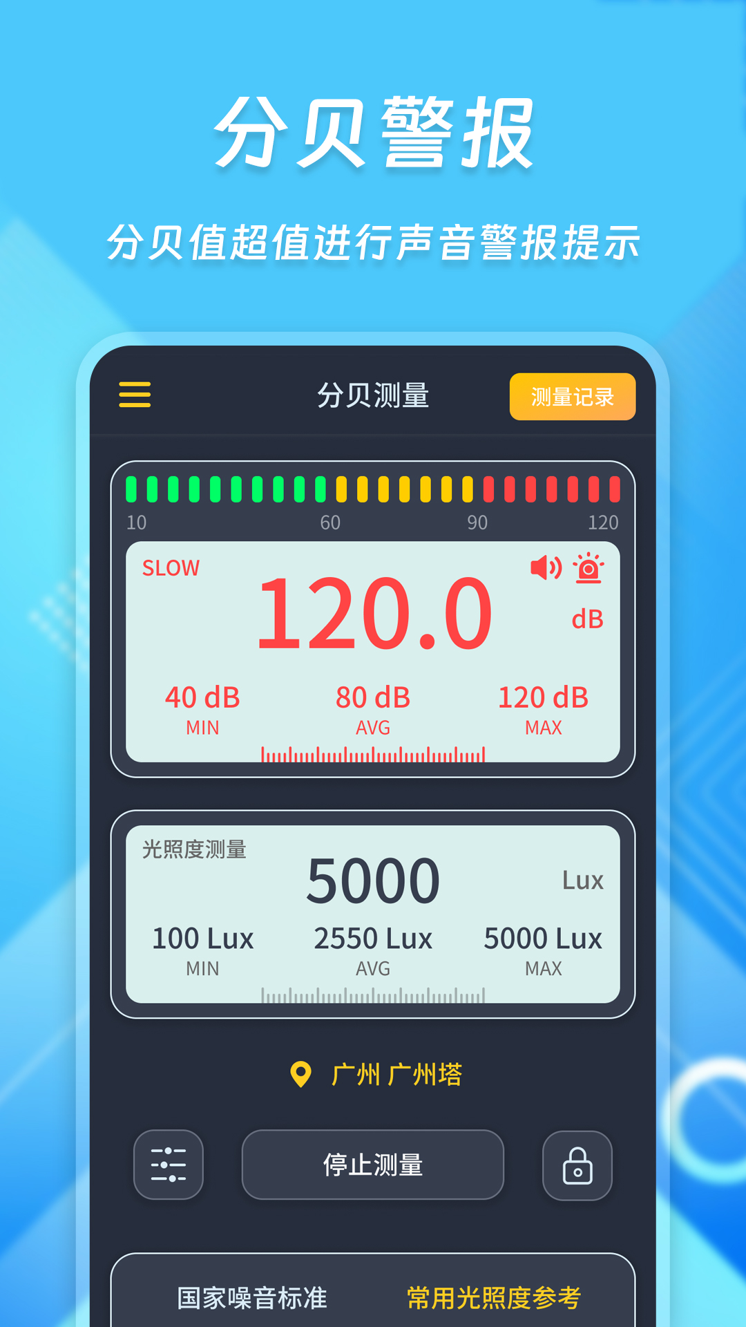 光强分贝仪截图