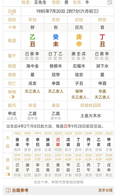 热卜八字排盘截图