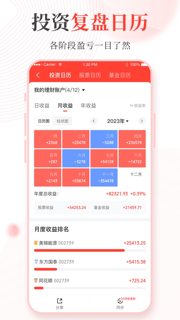 同花顺投资账本截图
