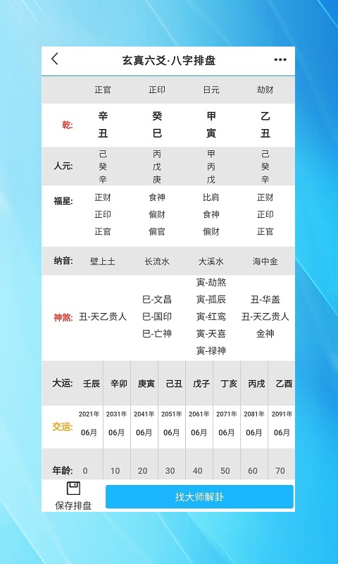 玄真六爻排盘截图