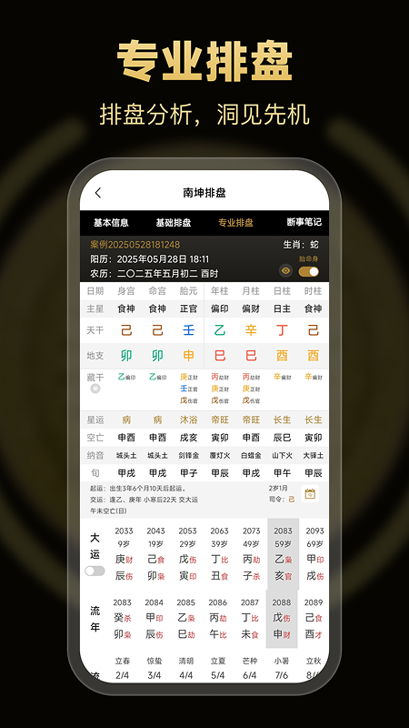 南坤八字排盘截图