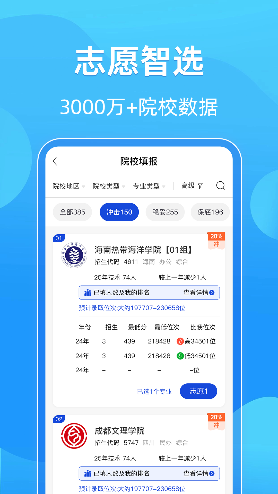 阳光高考AI志愿填报截图