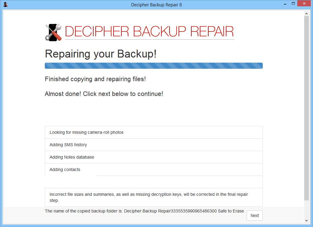 Decipher Backup Repair截图