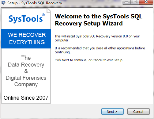 SysTools SQL Recovery截图