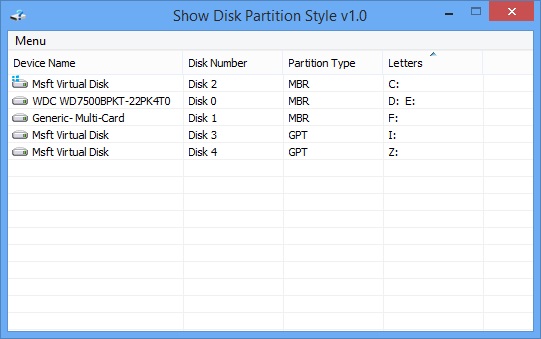 Show Disk Partition Style截图