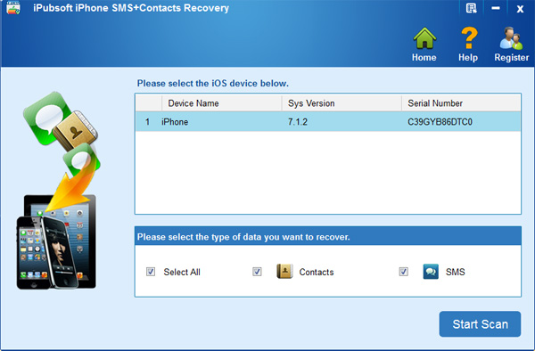 iPubsoft iPhone SMS+Contacts recovery截图