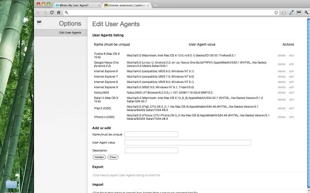 User-Agent Selector：Chrome模拟设备访问插件截图