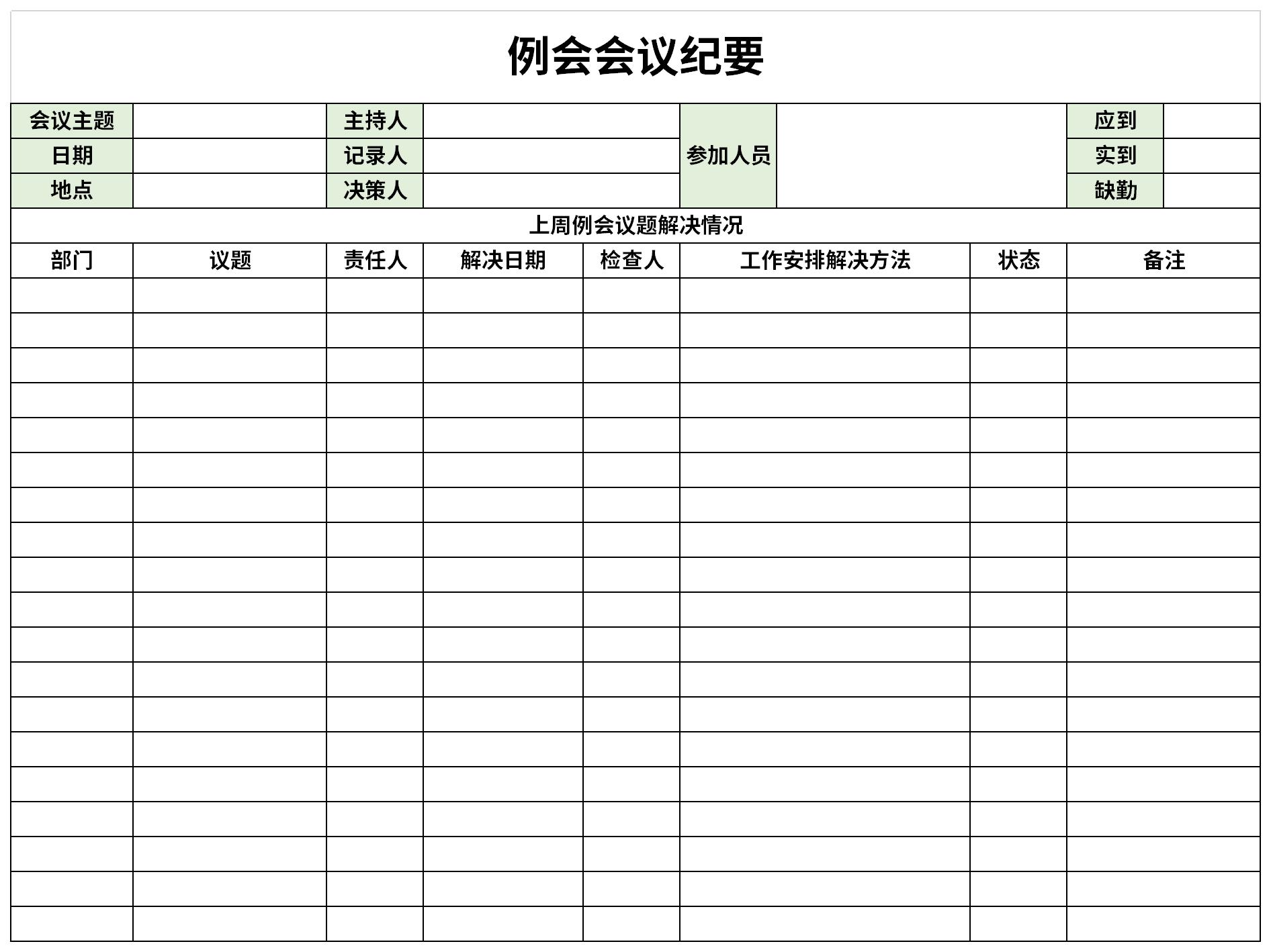 例会会议纪要表格模板使用技巧