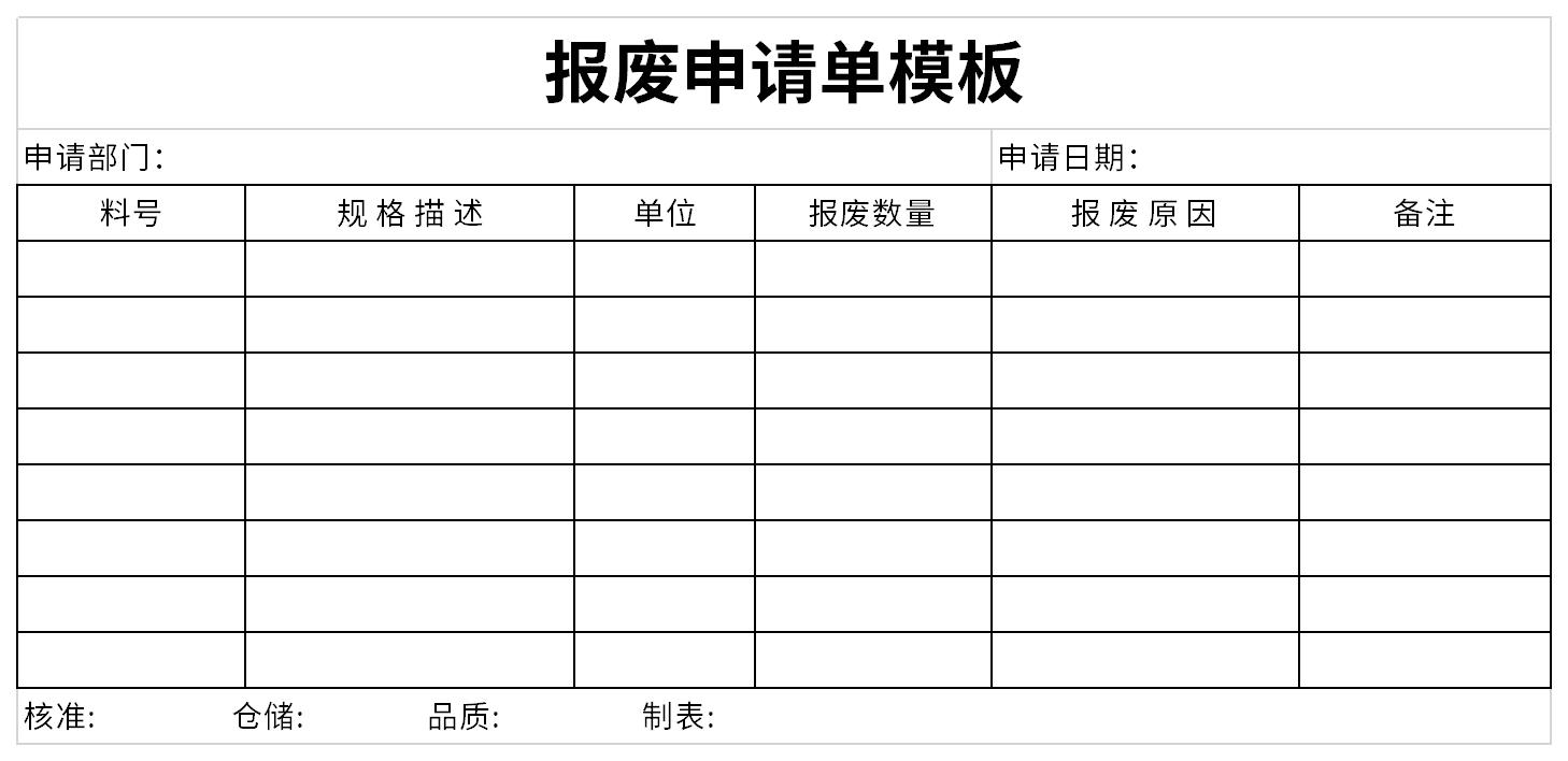 报废申请单模板截图