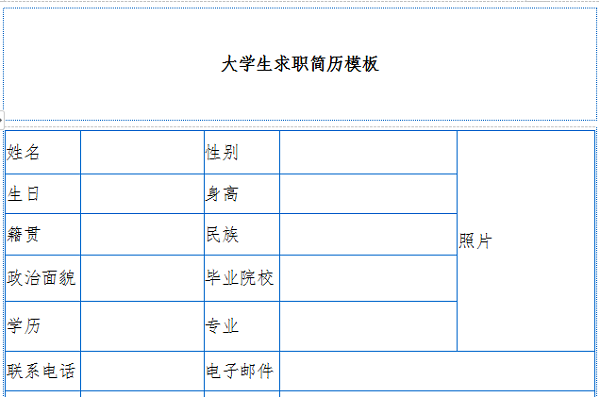 大学生个人简历模板截图