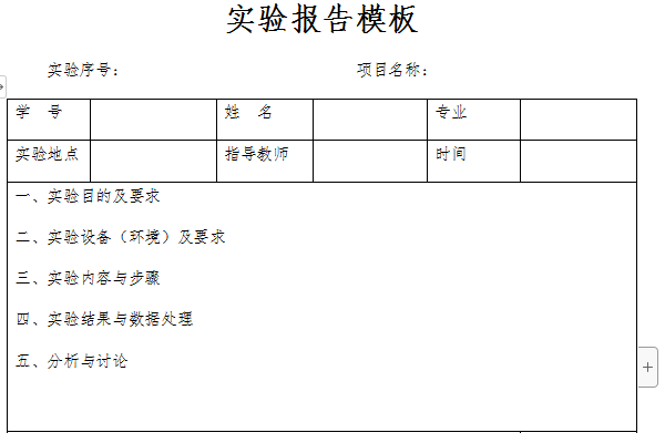 实验报告模板截图