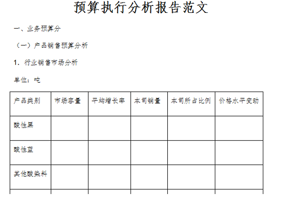 预算执行分析报告范文免费版