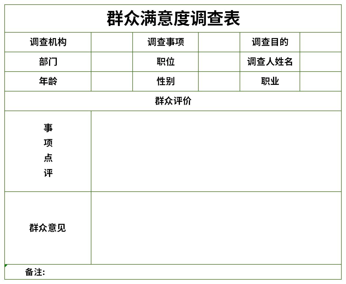 群众满意度调查表模板图片