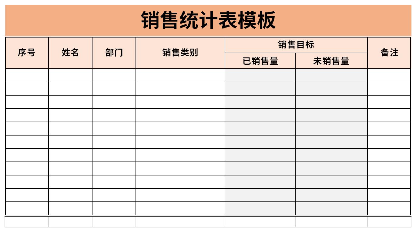 銷售統計表模板免費版