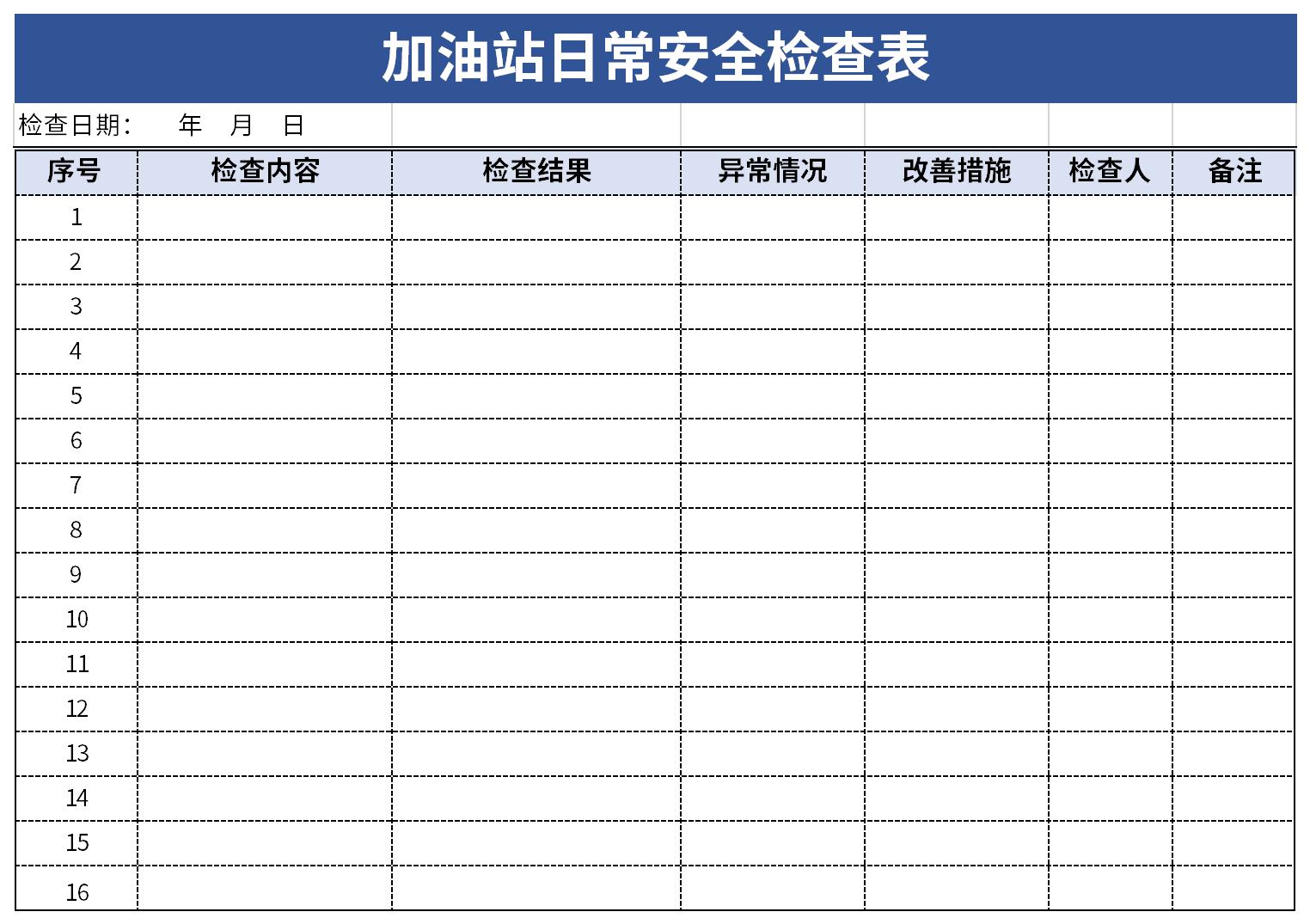 加油站日常安全检查表截图