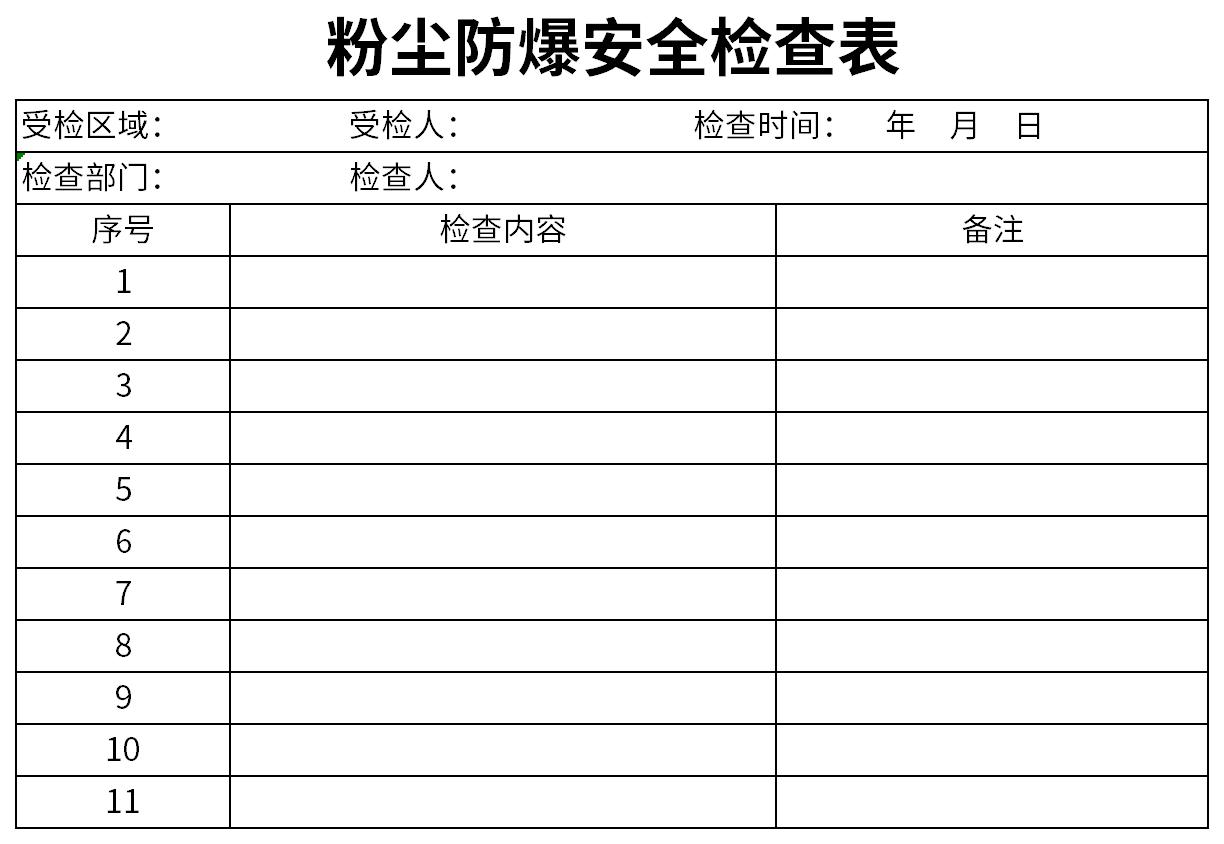 粉尘防爆安全检查表截图