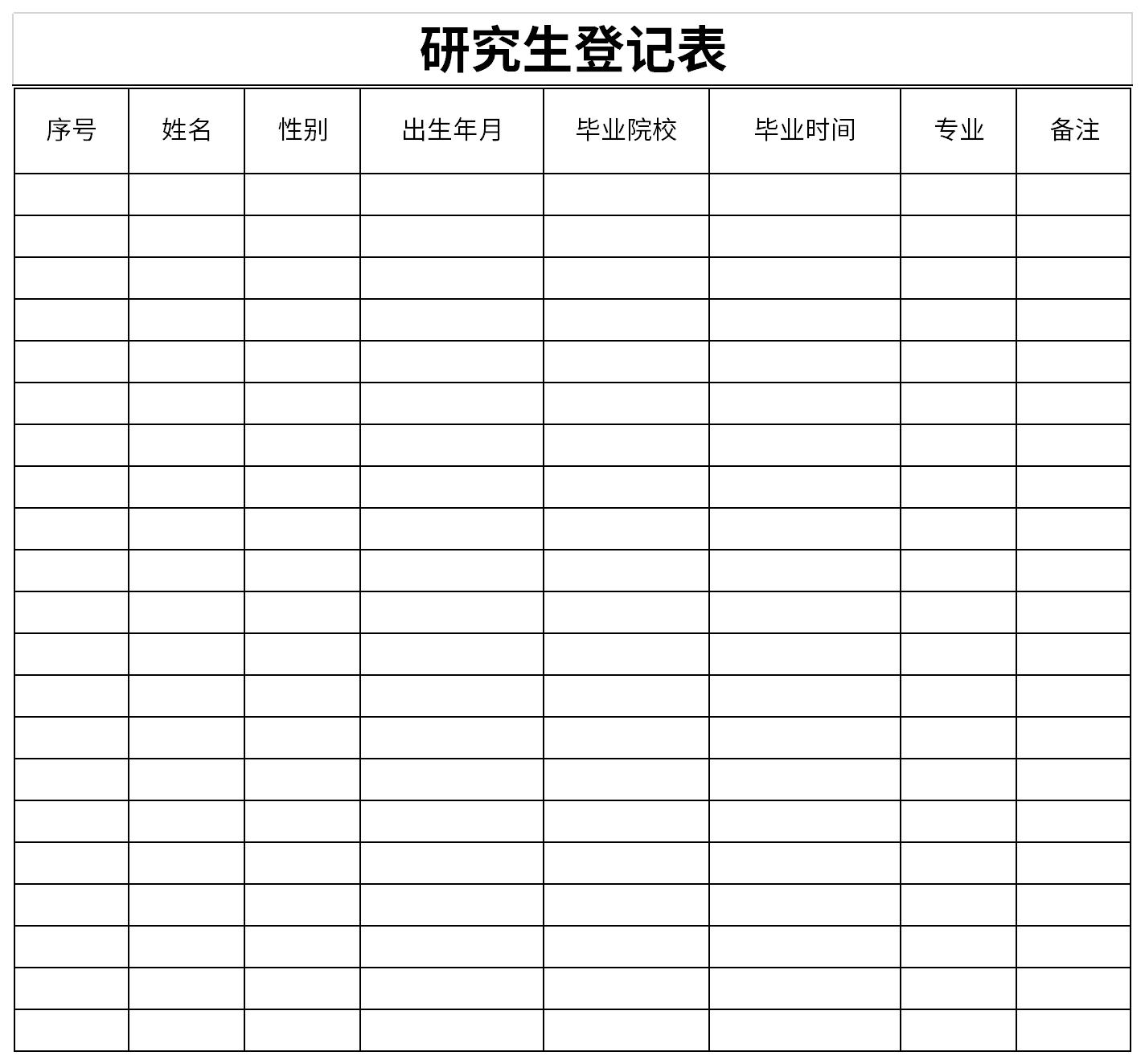 研究生登记表截图