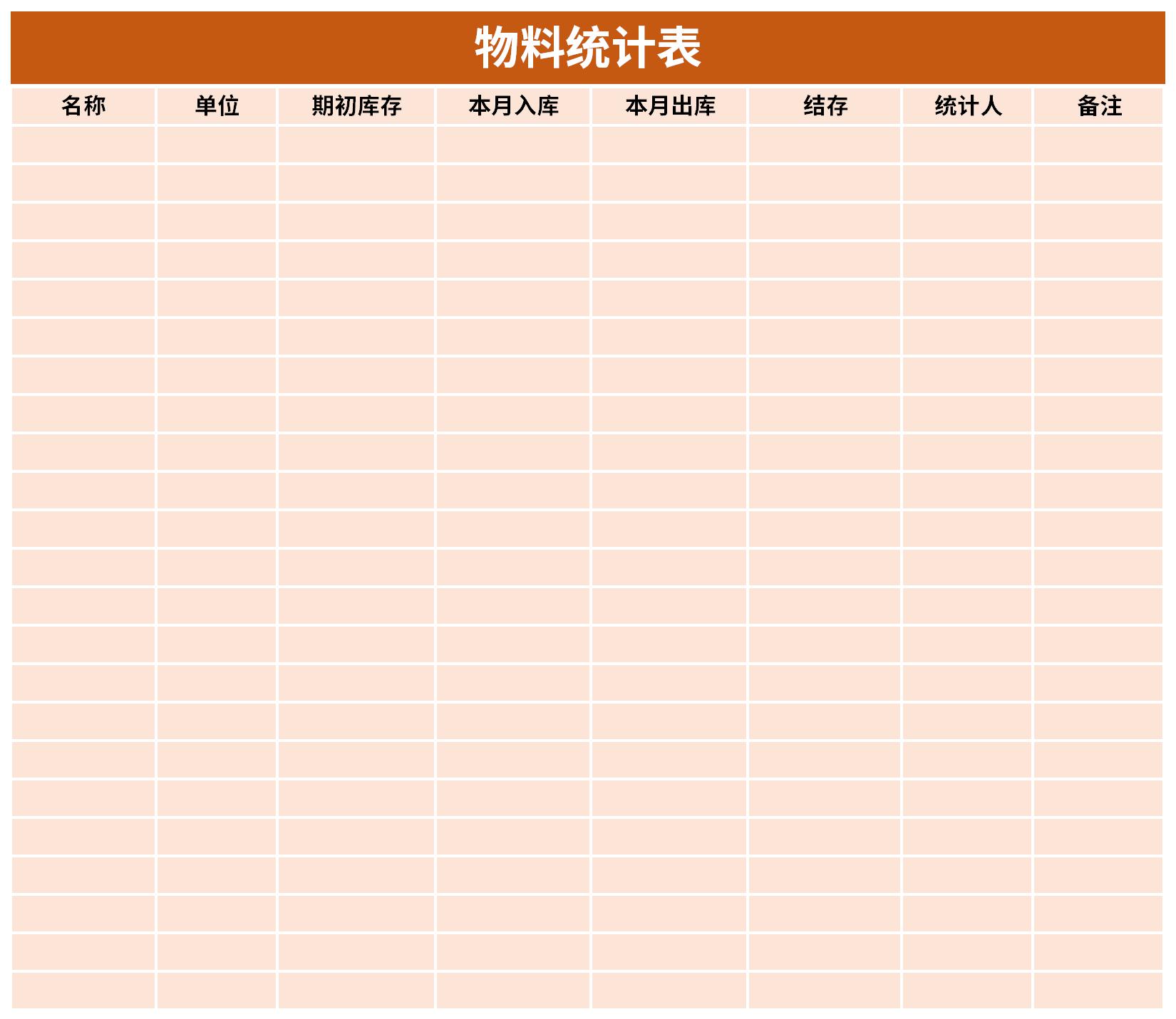 物料統計表免費版